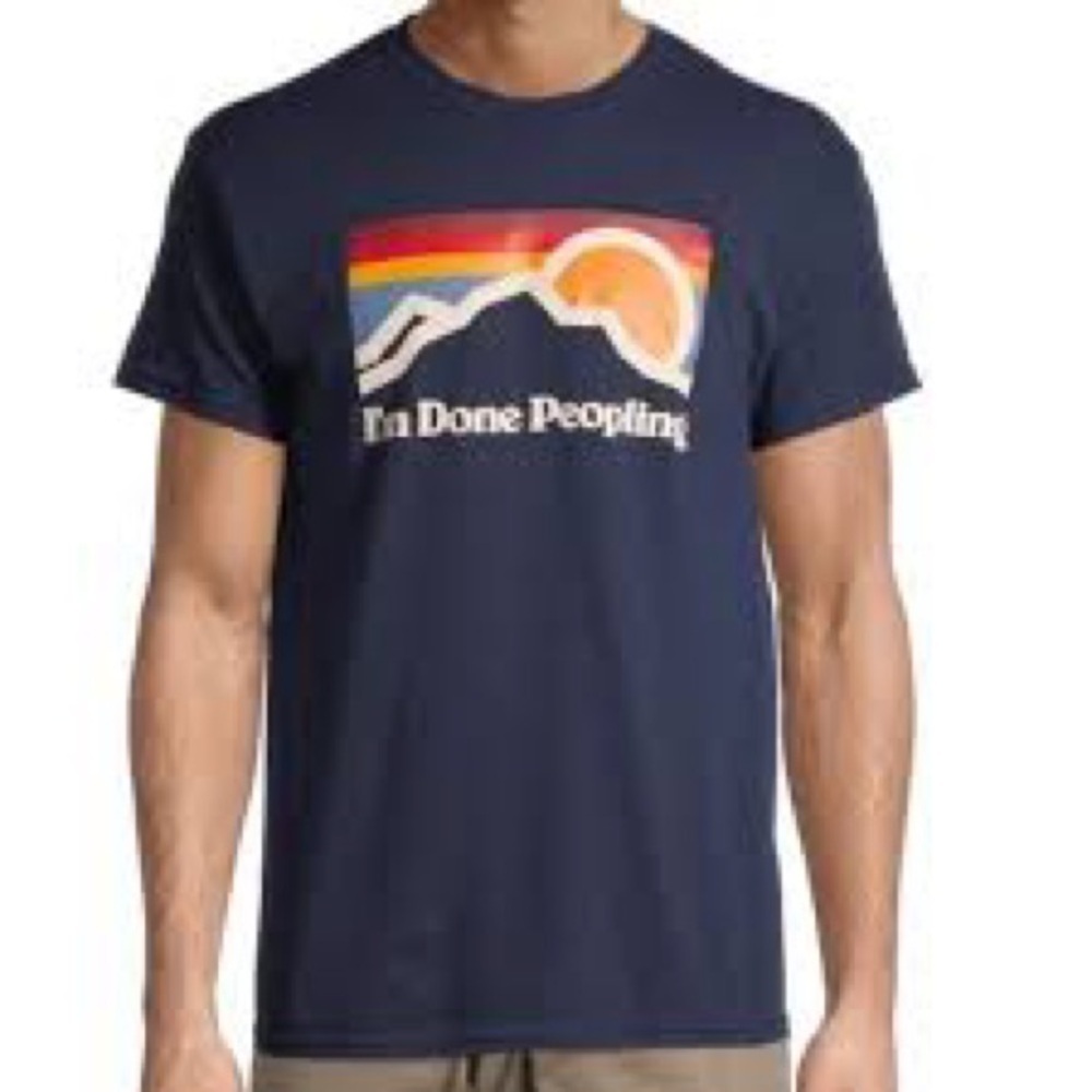 DOM I’m‎ done peopling navy blue t-shirt size large Patagonia spoof graphic tee